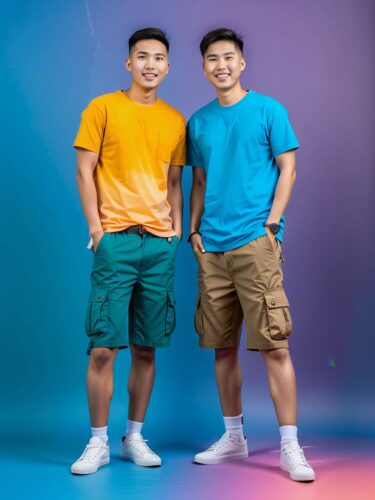 Vibrant Friendship: Two Young Men in Graphic Tees