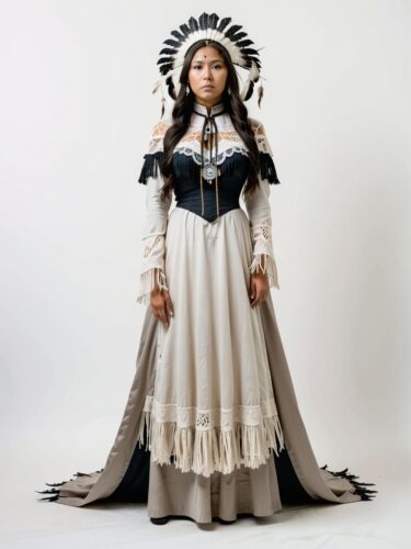 Ethereal Native American Woman in Victorian Ghost Costume