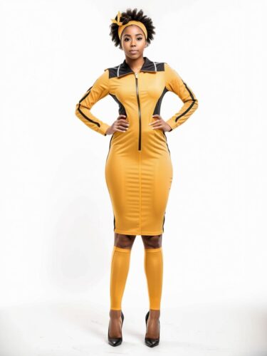 Stylish Pencil Costume: Captivating Portrait of a Young Black Woman