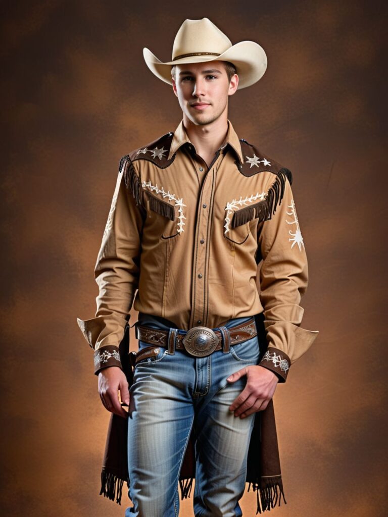 Modern Cowboy: A Young Man in Traditional Attire Pincel