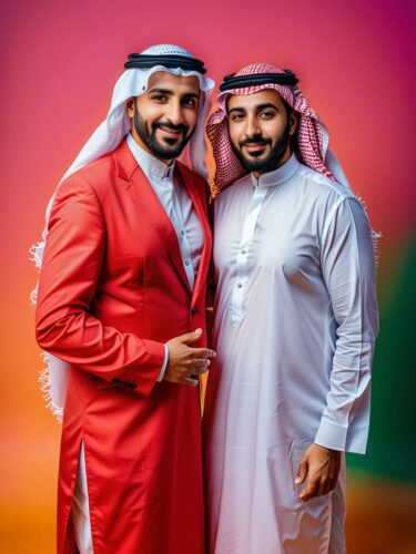 Celebrating Friendship: Middle Eastern Men in Festive Attire