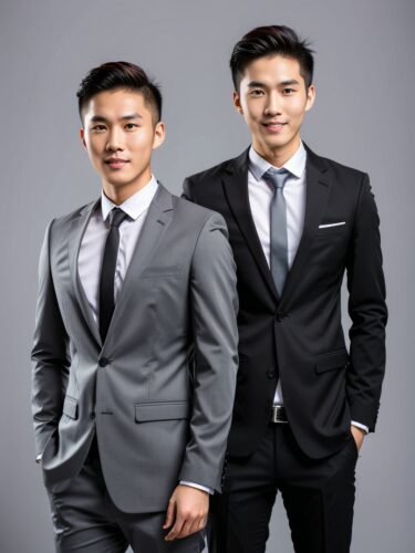 Dynamic Duo: Asian Businessmen in Suits