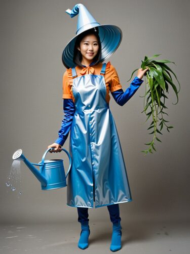 Creative Watering Can Costume: Unique East Asian Woman