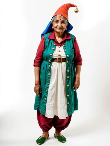Whimsical Garden Gnome: Captivating South Asian Elderly Woman