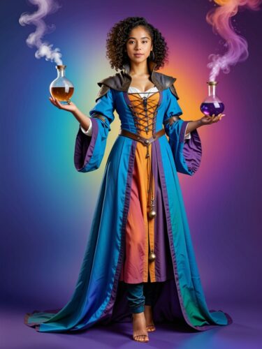Enchanting Alchemist: A Portrait of a Young Woman in Medieval Attire