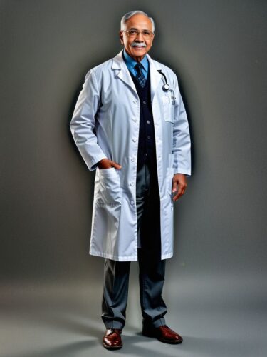 Vintage Scientist: Elderly Hispanic Man in Lab Coat