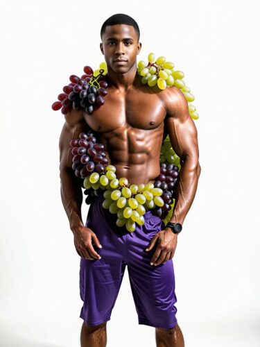 Creative Costume: Muscular Black Man as Grapes