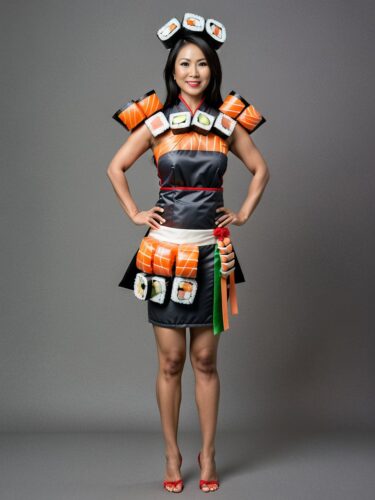 Southeast Asian Woman in Sushi Platter Costume