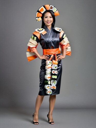 Creative Southeast Asian Woman in Sushi Platter Costume