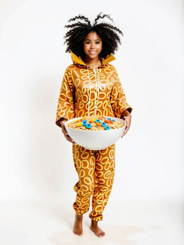 Creative Portrait of a Young Black Woman in Cereal Bowl Costume