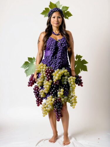 Unique Native American Woman in Grapes Costume