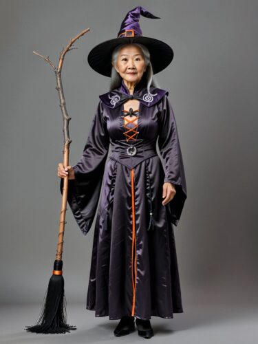 Elderly Woman in Witch Costume