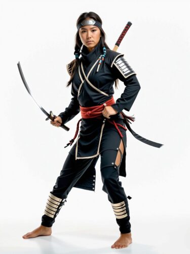 Native American Woman in Ninja Costume