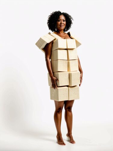 Unique Tofu Costume: Captivating Image of a Black Woman