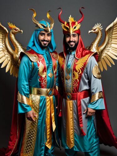 Best Friends in Dragon and Phoenix Costumes