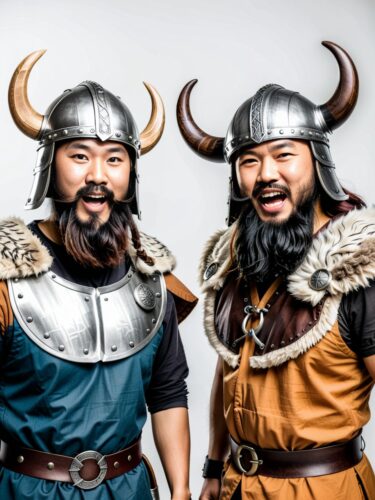 Best Friends in Comical Viking Costumes