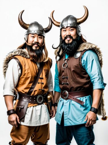 Best Friends in Comical Viking Costumes