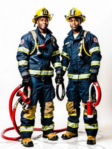 Dynamic Duo: Best Friends in Firefighter Uniforms