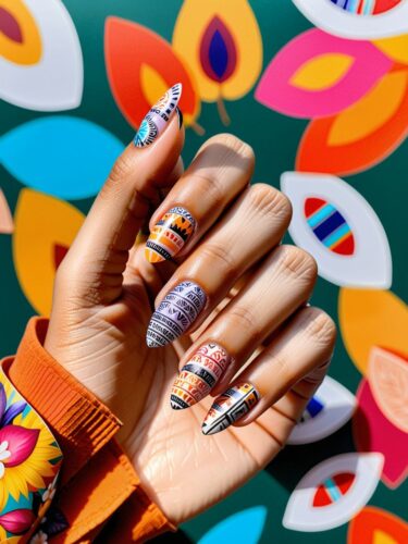 Vibrant Summer Festival Nails and Tickets