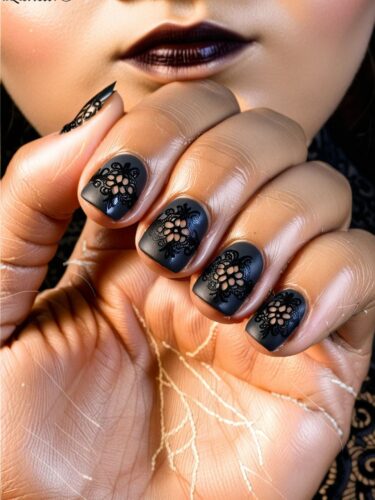 Mysterious Victorian Gothic Lace Nail Art