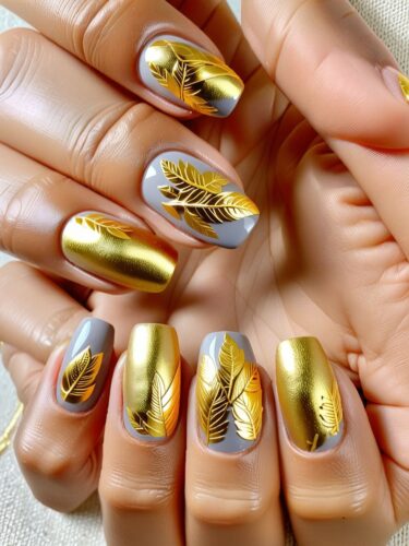 Luxurious Gold Leaf Gel Nail Art