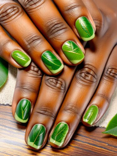 Lush Greenery Gel Nail Art Inspiration