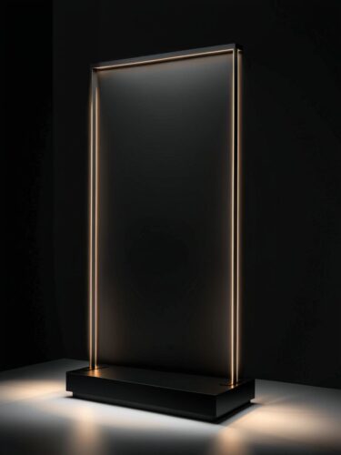 Elegant Minimalist Black Stand with Subtle Lighting