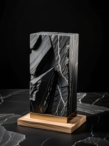 Luxurious Black Stone Stand for Product Photography