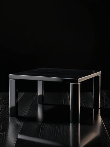 Luxurious Black Wooden Stand on Black Background