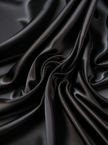 Luxurious Black Satin Fabric Display