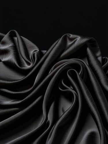 Elegant Black Silk Fabric with Soft Folds