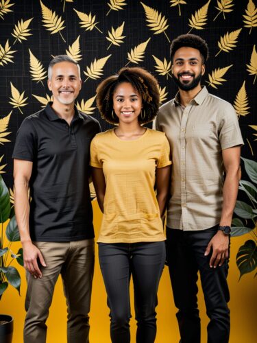 Multicultural Trio of Startup Founders in Modern Office
