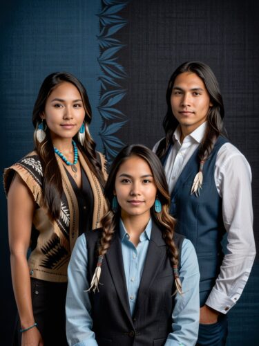 Young Native American Founders in Professional Clothing
