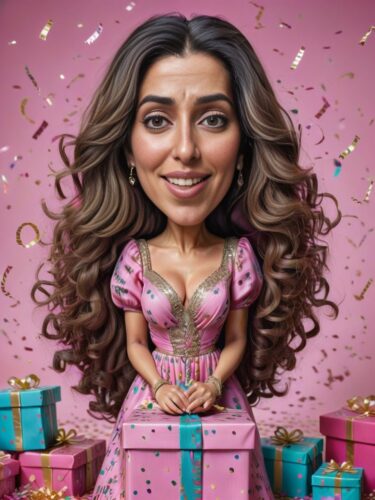Festive Caricature Portrait of a Middle Eastern Woman