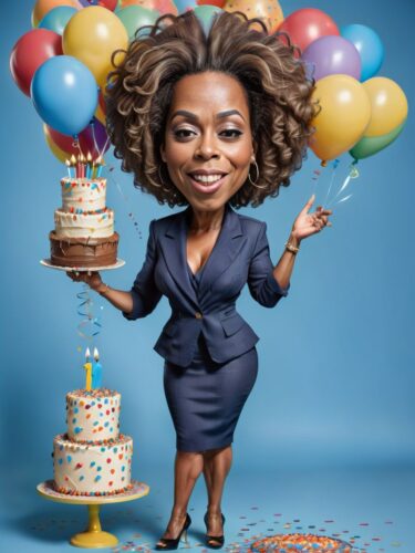 Birthday Caricature of Stylish African American Woman