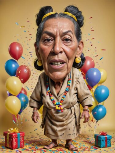 Elderly Native American Woman Birthday Caricature