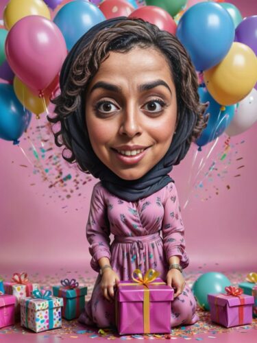 Middle Eastern Woman Birthday Caricature