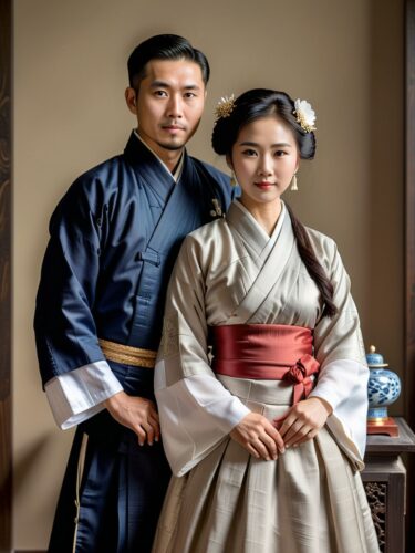 Historical East Asian Couple Portrait