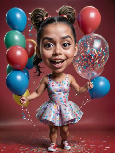 Playful Birthday Caricature of a Young Latina Girl