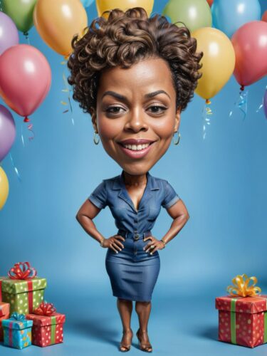 Charming Birthday Caricature of an African American Woman