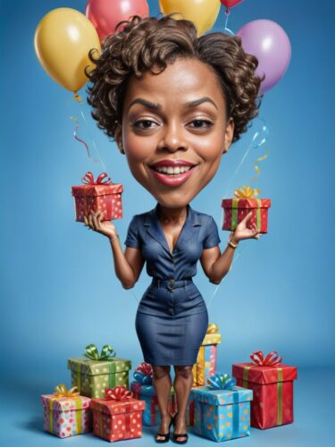 Charming Birthday Caricature of an African American Woman