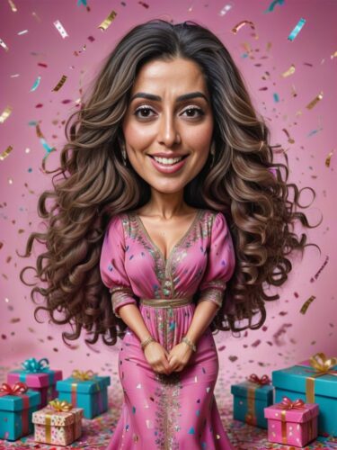 Adorable Caricature Portrait of a Middle Eastern Woman