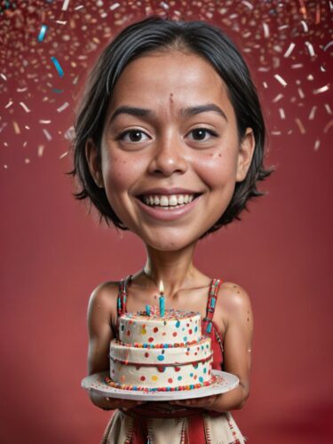 Delightful Birthday Caricature of a Young Native American Girl