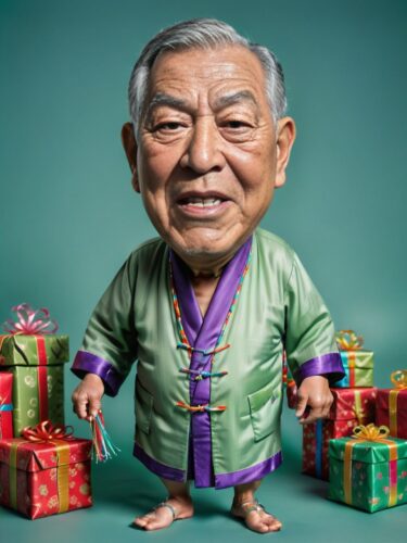 Elderly Asian Man Birthday Caricature