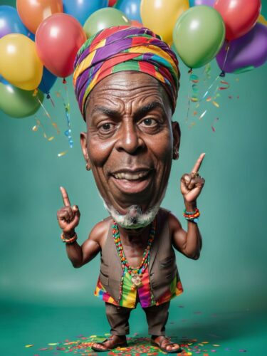 Vibrant Birthday Caricature of an African Man