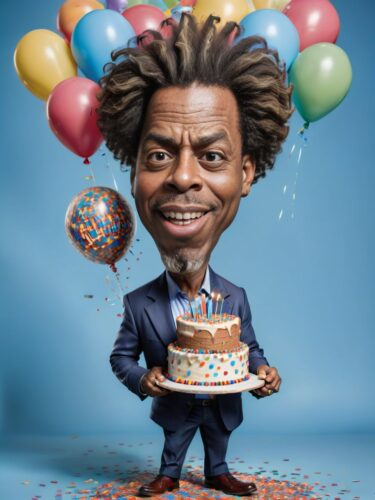 Whimsical Birthday Caricature of African American Man