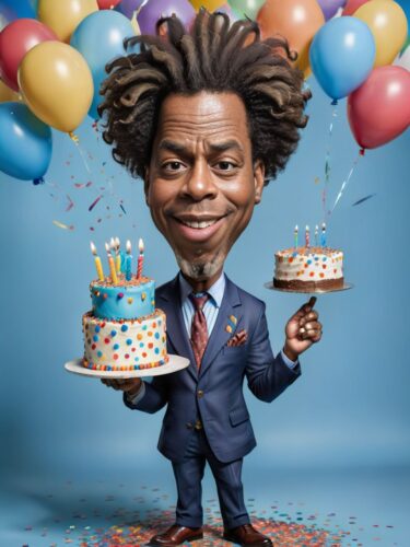 Whimsical Birthday Caricature of an African American Man