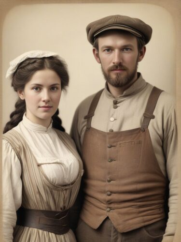 Vintage Farmer Couple Portrait