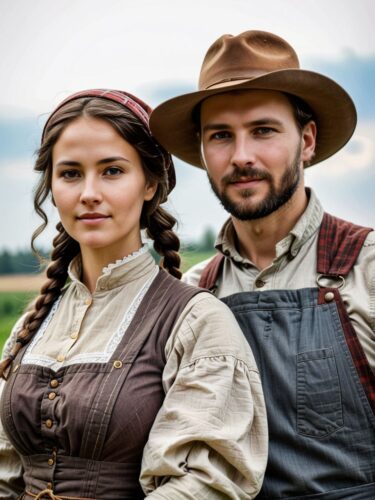 Vintage Farmer Couple Portrait