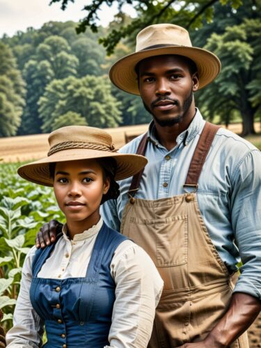 Vintage African American Farmers in Traditional Attire